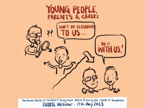 Young people, parents and carers. Illustration of young person with older person looking unhappy, saying 